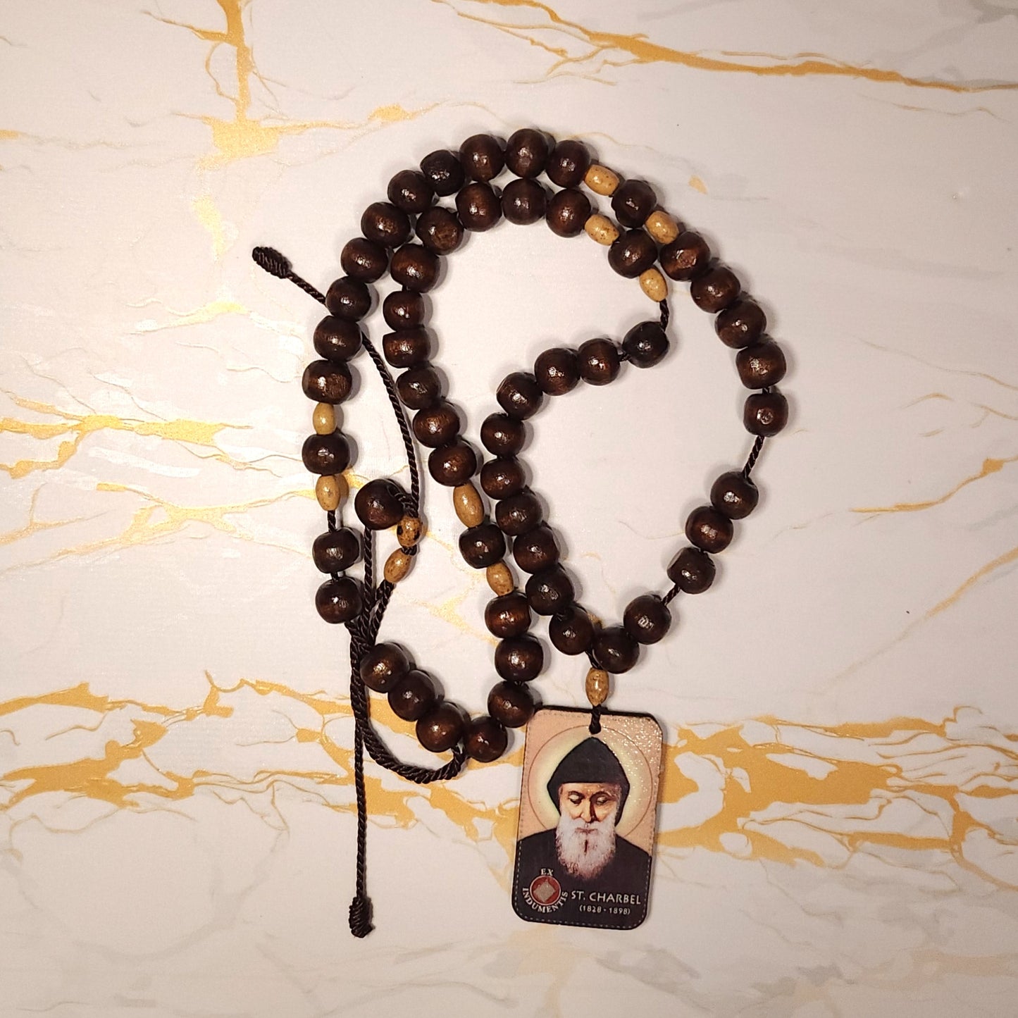 Saint Charbel Adjustable Relic Chaplet (Dark Brown)