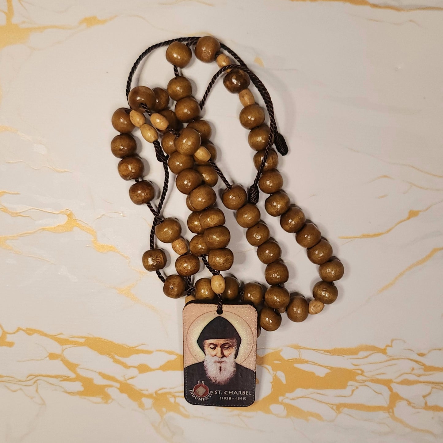 Saint Charbel Adjustable Relic Chaplet (Light Brown)