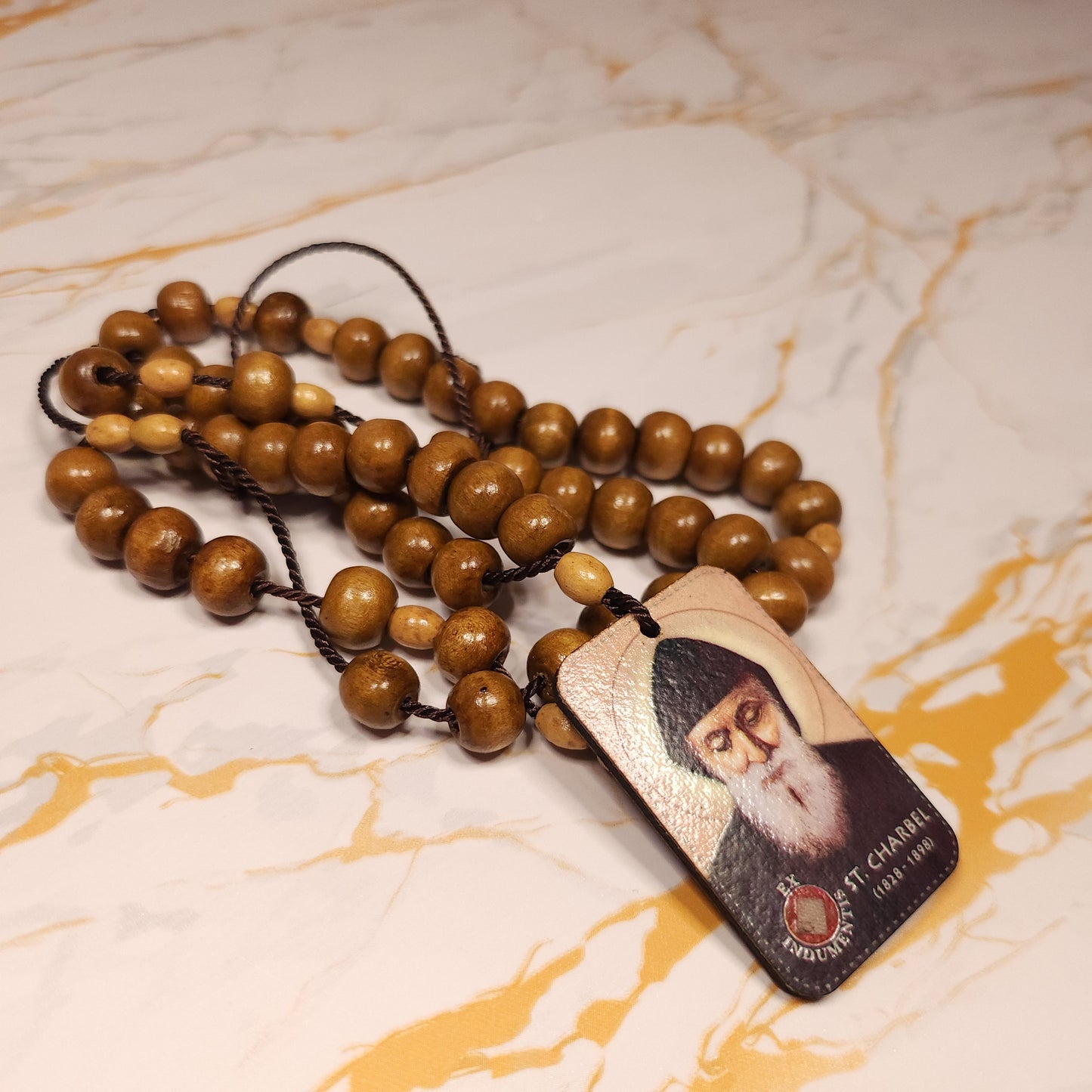 Saint Charbel Adjustable Relic Chaplet (Light Brown)