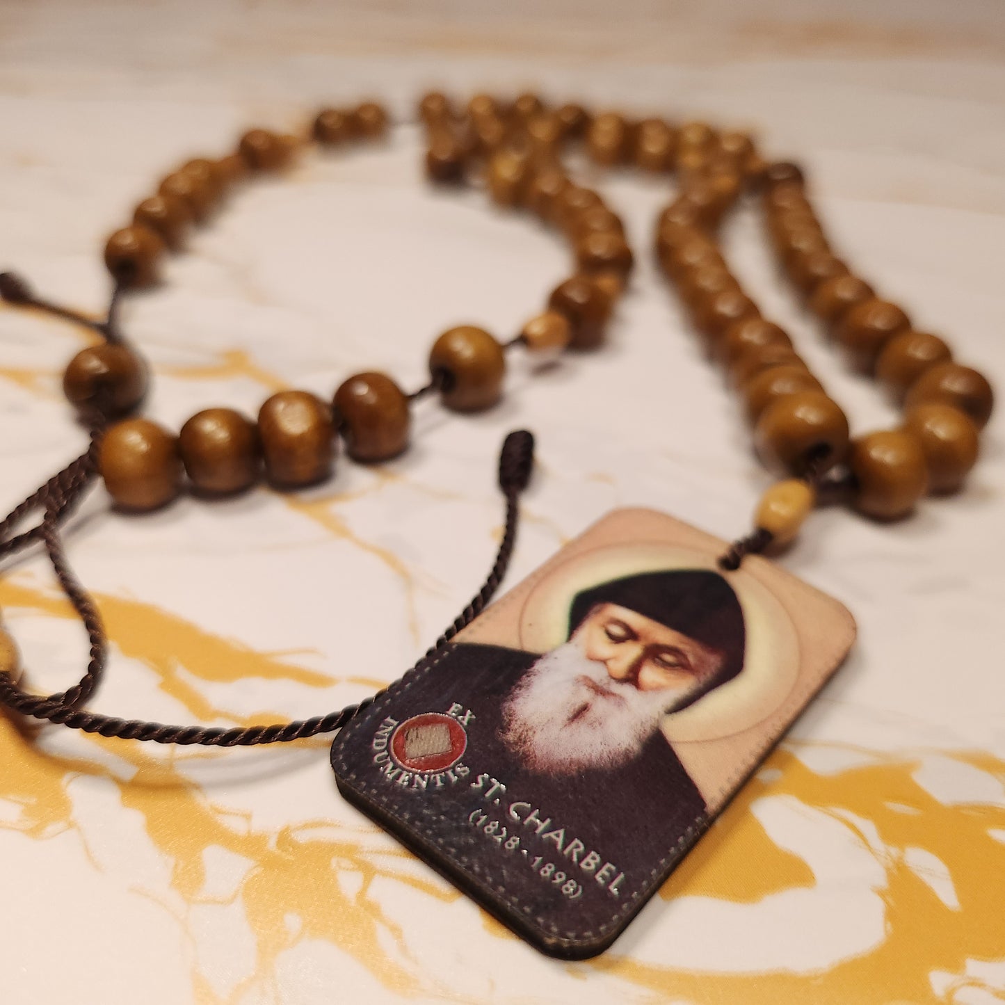 Saint Charbel Adjustable Relic Chaplet (Light Brown)