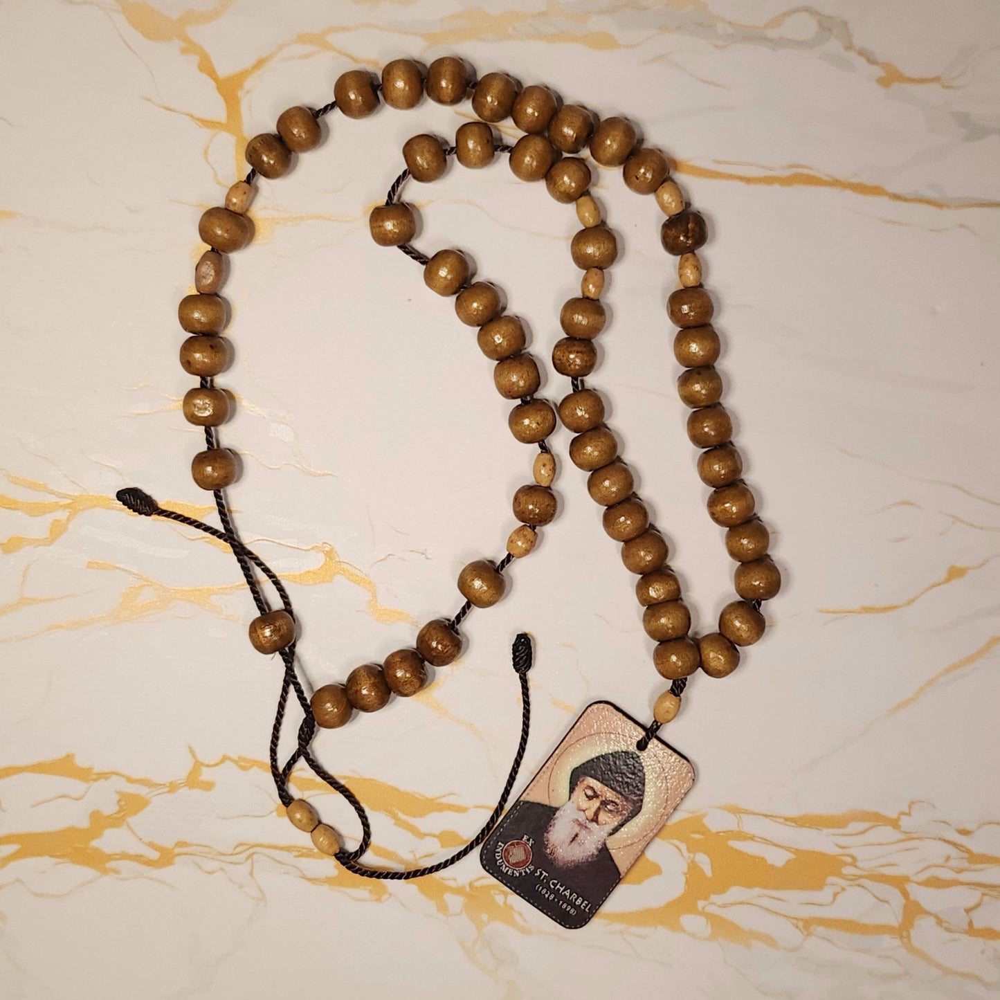 Saint Charbel Adjustable Relic Chaplet (Light Brown)