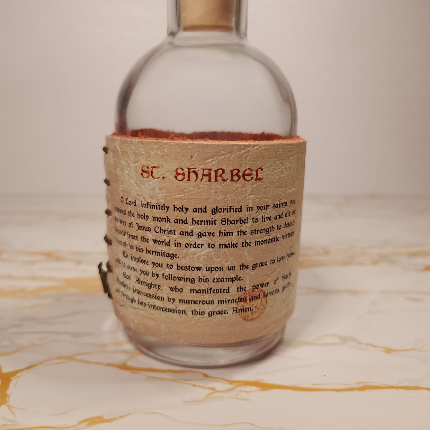 Saint Charbel Glass Bottle - Option for Filling with Relic Oil (pre-order)