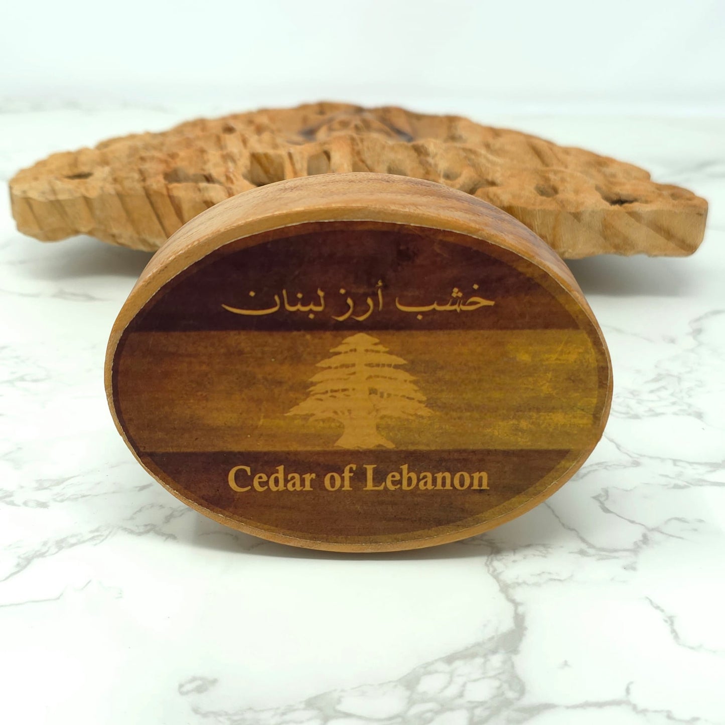 Saint Charbel Cedar of Lebanon Reliquary inscription : Cedar of Lebanon