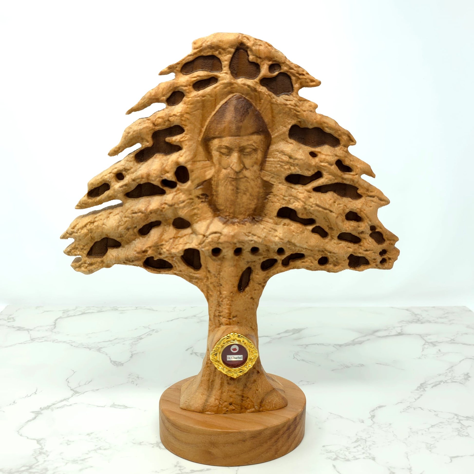 Discover the Saint Charbel Cedar of Lebanon Reliquary, handcrafted in Lebanon from genuine cedar wood. Includes a sealed theca with a third-class relic of contact. A sacred devotional piece honoring Saint Charbel’s enduring intercession.