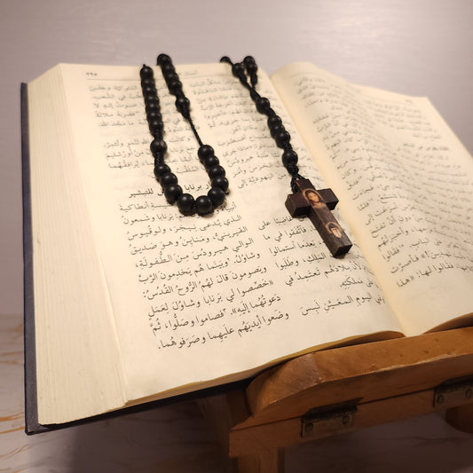 Saint Charbel wood rosary (Black)