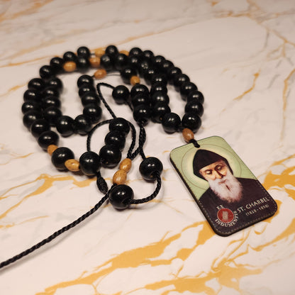 Saint Charbel Adjustable Relic Chaplet (Black)