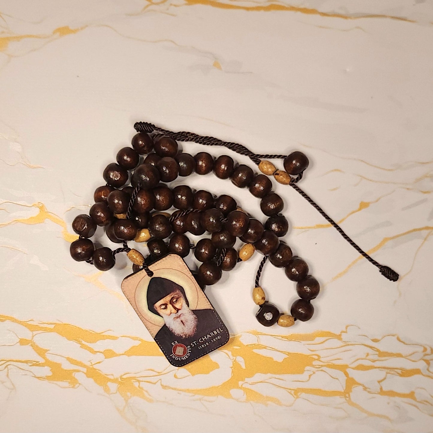 Saint Charbel Adjustable Relic Chaplet (Dark Brown)