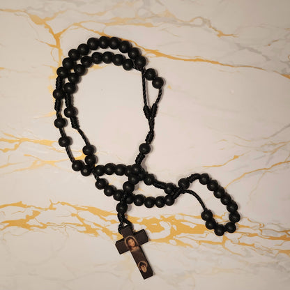 Saint Charbel wood rosary (Black)