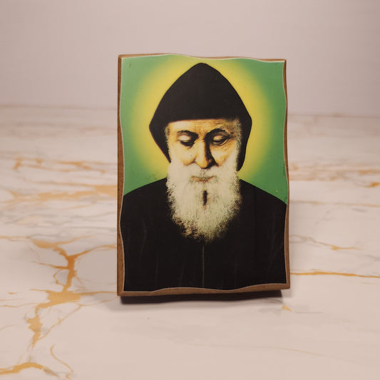 Small Saint Charbel Wood Icon