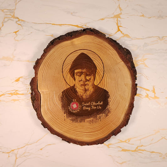 Saint Charbel Cedar Wood Icon