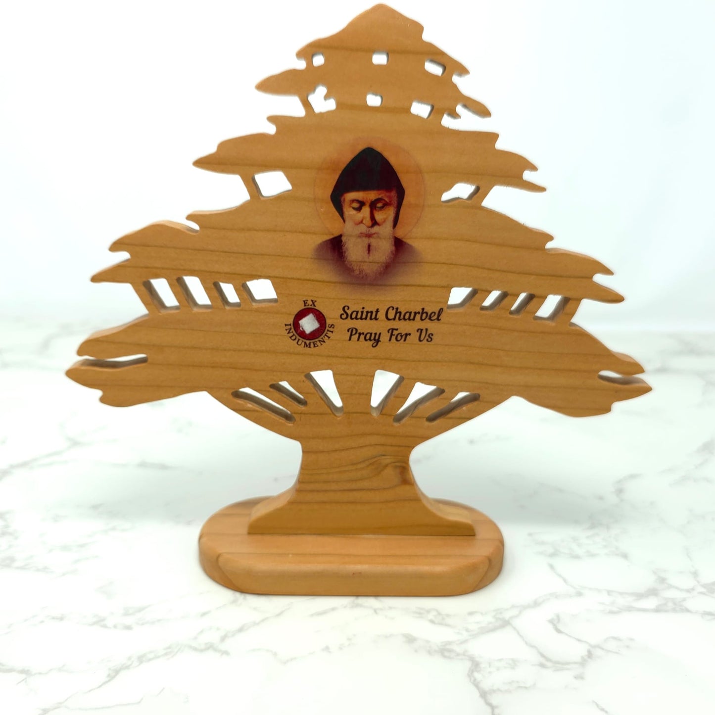 Reliquaire de Saint Charbel en cèdre du Liban avec relique de troisième classe