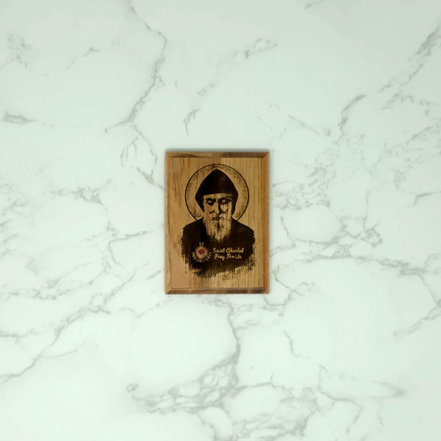 Saint Charbel Mini Cedar Icon - Third-Class Relic of Contact (Ex Indumentis)