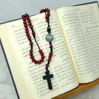 Saint Charbel Wood Rosary (Relic Center)