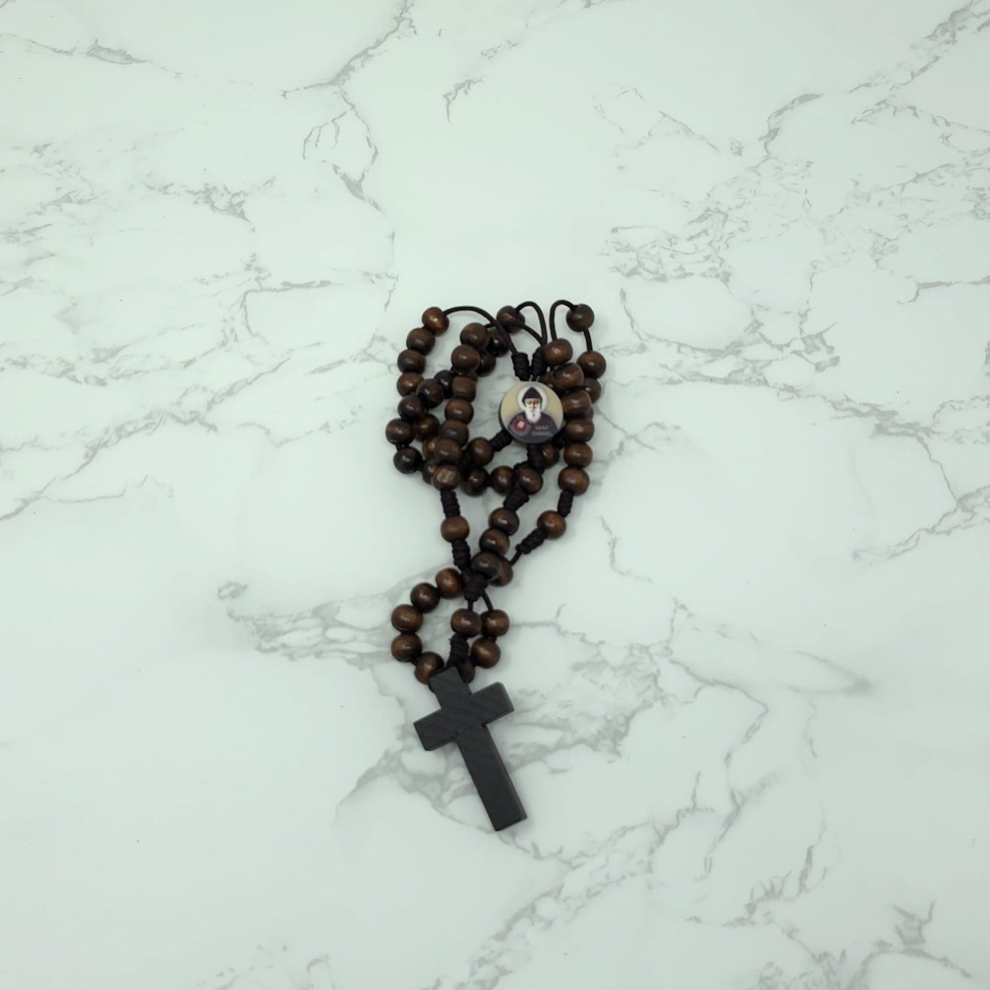 Saint Charbel Wood Rosary (Relic Center)