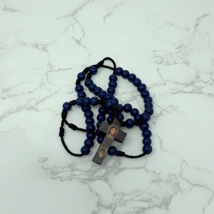 Saint Charbel & Jesus wood rosary