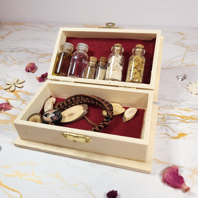 Saint Charbel Wooden Treasure Box (include relic bracelet)
